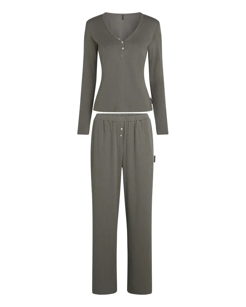 Karl Lagerfeld Gerippter K Essential Pyjama - Grau Grau