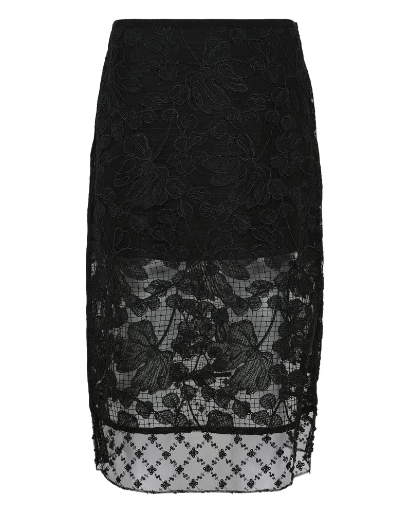 3.1 phillip lim floral-lace midi skirt - Schwarz Schwarz