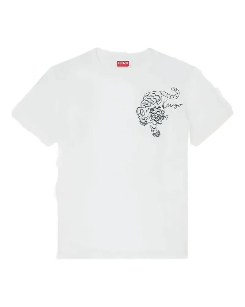 Kenzo T-Shirt mit Tigerstickerei - Weiß Weiß