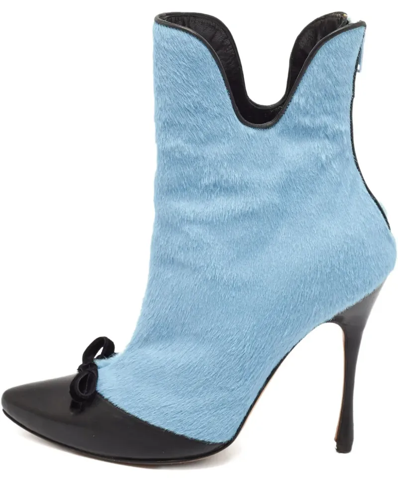 Manolo Blahnik Stiefeletten mit Schleife 110mm - Blau Blau