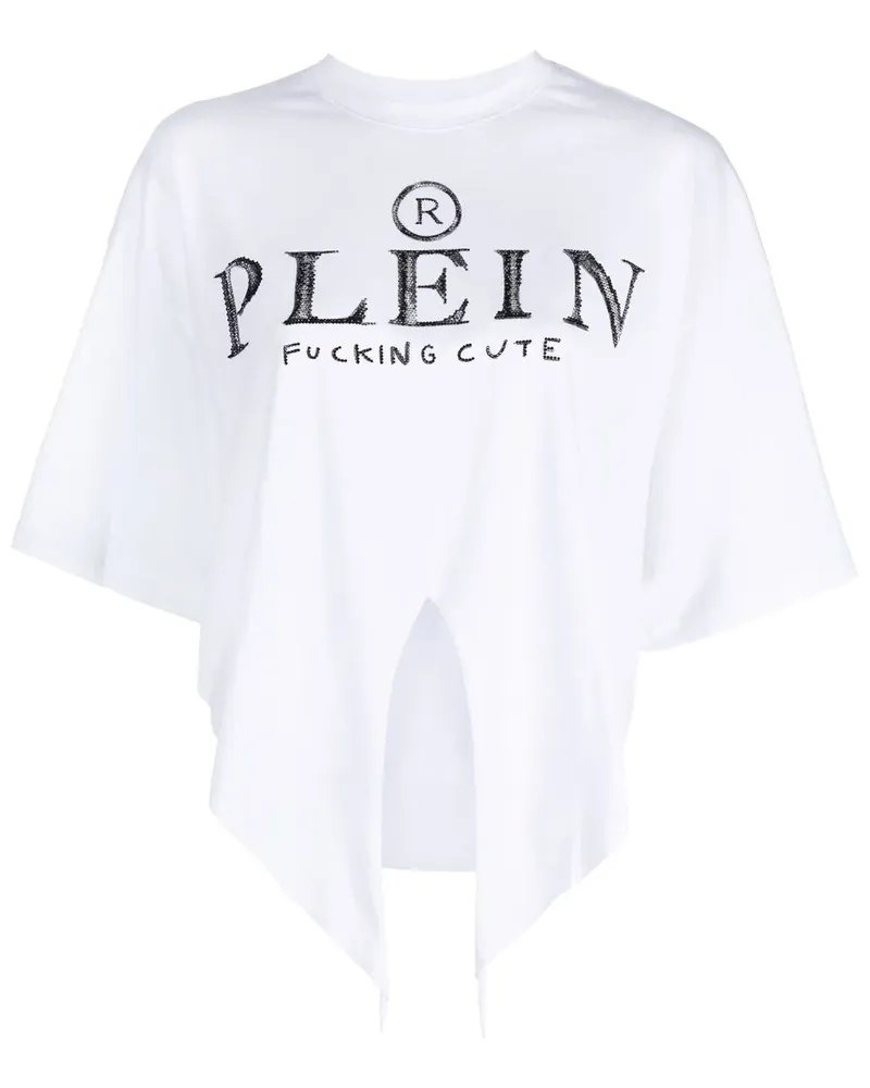 Philipp Plein Cropped-T-Shirt mit Logo - Weiß Weiß