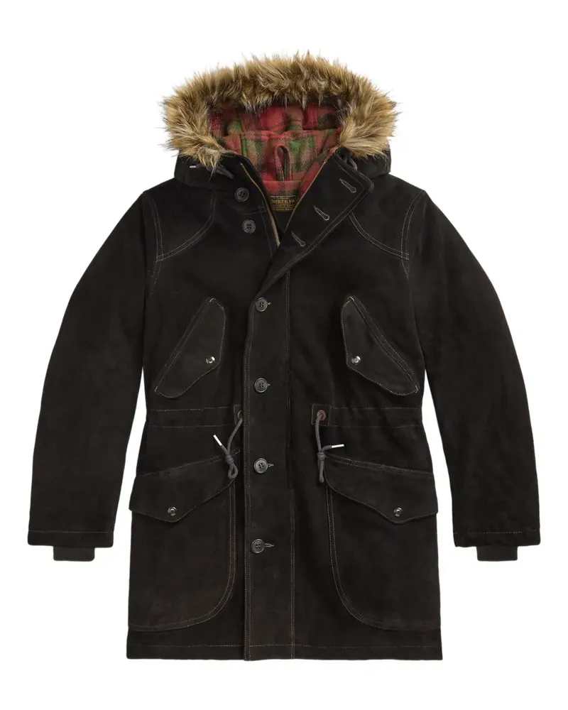 Ralph Lauren Kapuzenparka mit Faux-Fur-Besatz - Schwarz Schwarz