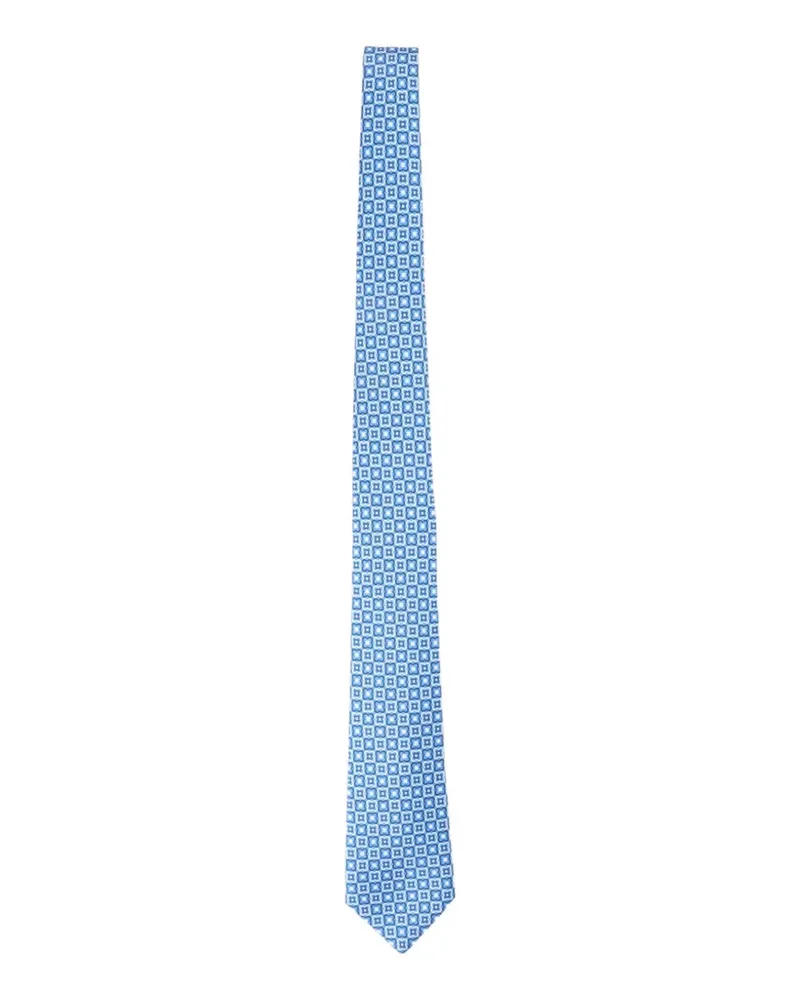 Kiton geometric pattern tie - Blau Blau