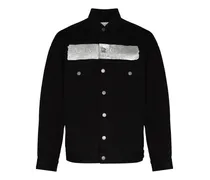 Jeansjacke mit Logo-Print - Schwarz