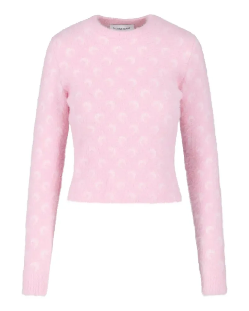 Marine Serre fluffy Moon jacquard knit crewneck sweater - Rosa Rosa