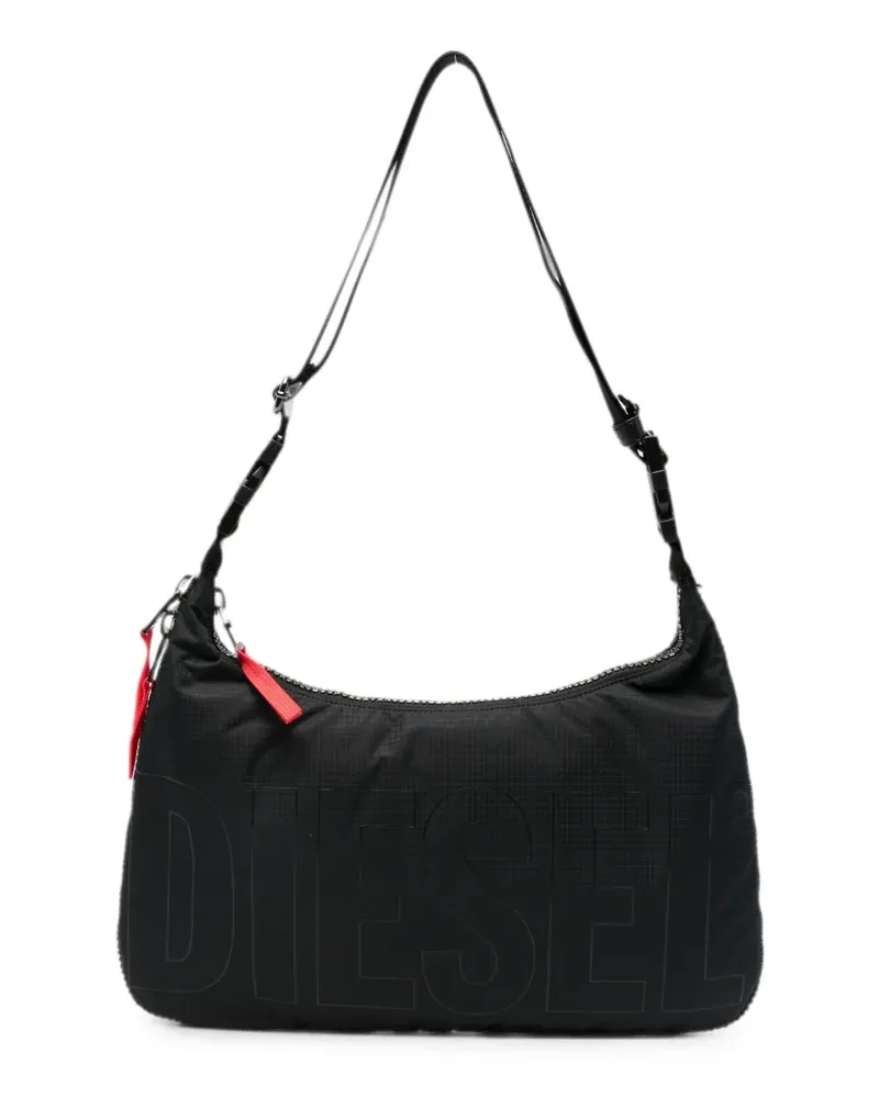 Diesel logo-embossed ripstop shoulder bag - Schwarz Schwarz