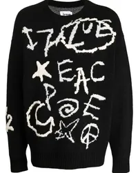 Izzue Bestickter Pullover aus Logo-Jacquard Schwarz