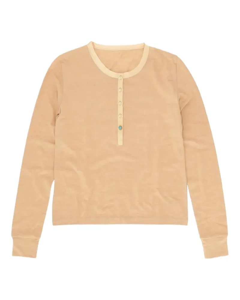 Fortela Coralie Serafino Langarmshirt mit Seidenbesatz - Nude Nude