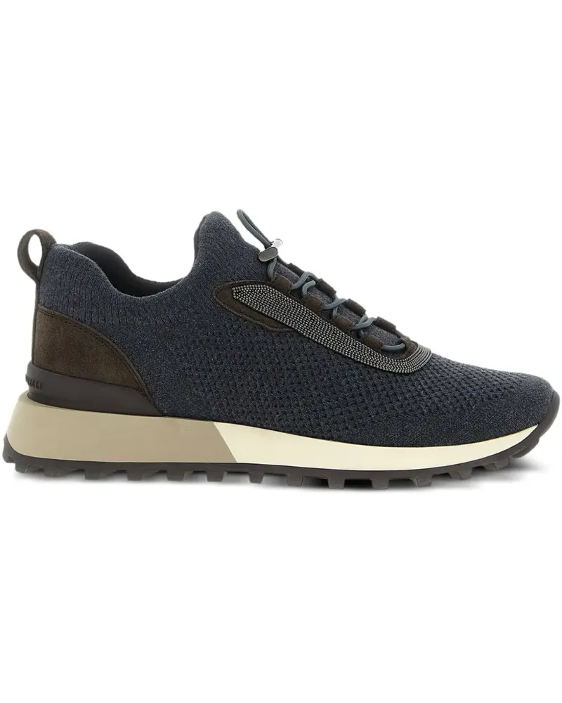 Brunello Cucinelli Gestrickte Sneakers aus Wildleder - Grau Grau