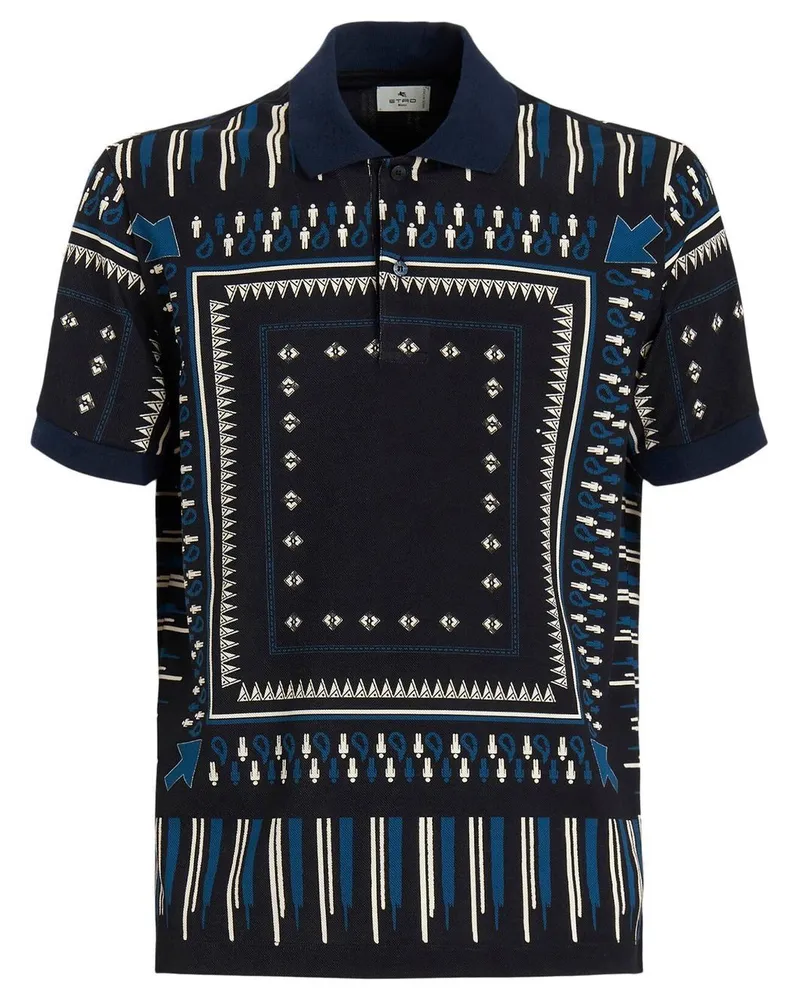 Etro Poloshirt mit geometrischem Print - Blau Blau