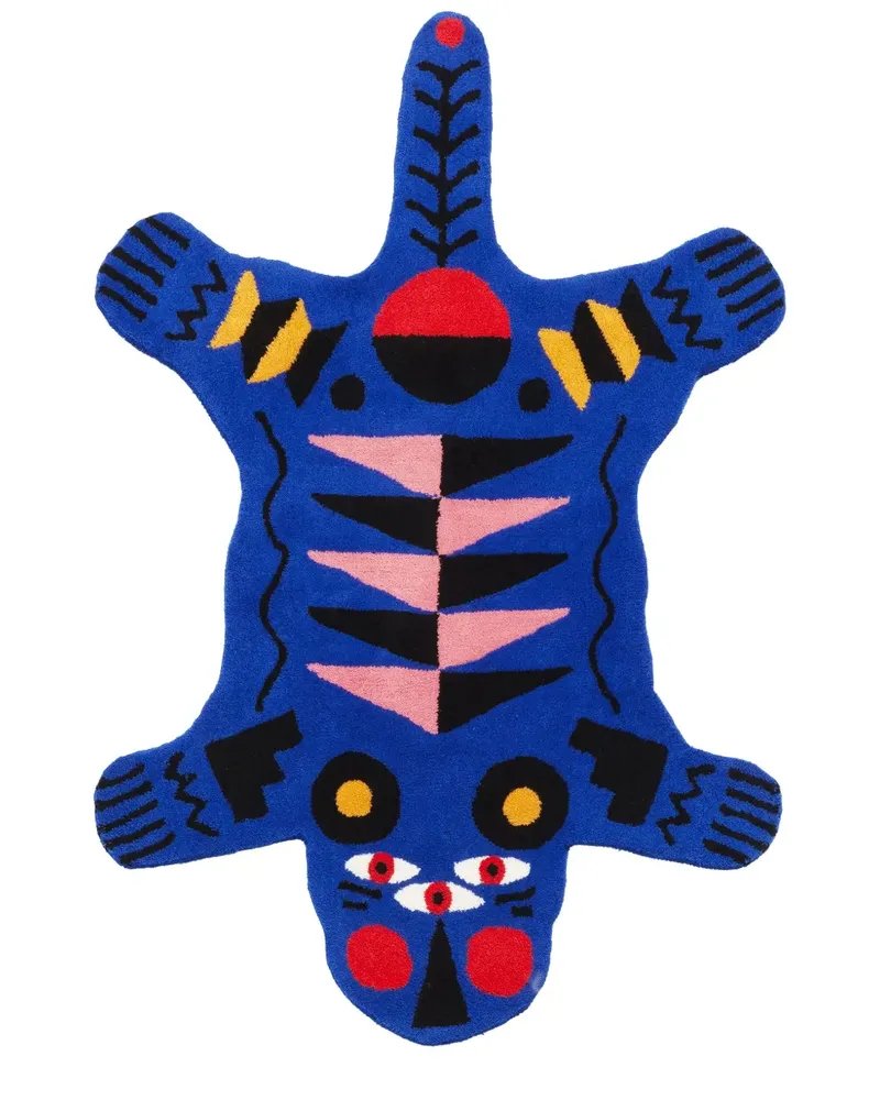 Qeeboo Oggian Blue Panther M Teppich - Blau Blau