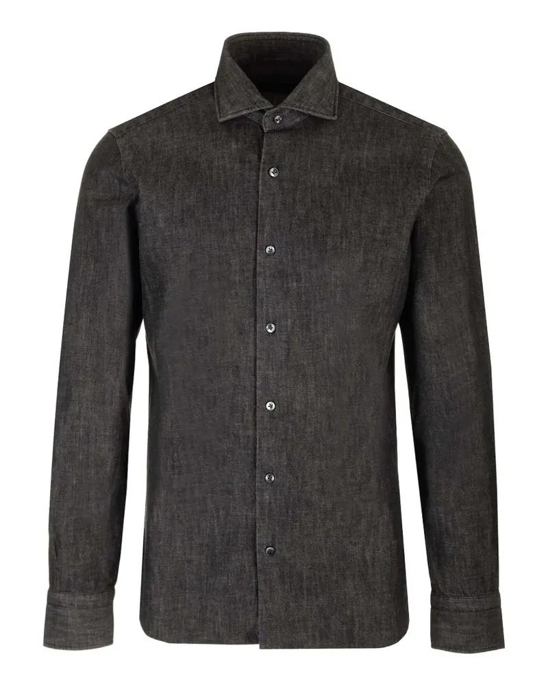 BARBA Hemd aus Chambray - Schwarz Schwarz