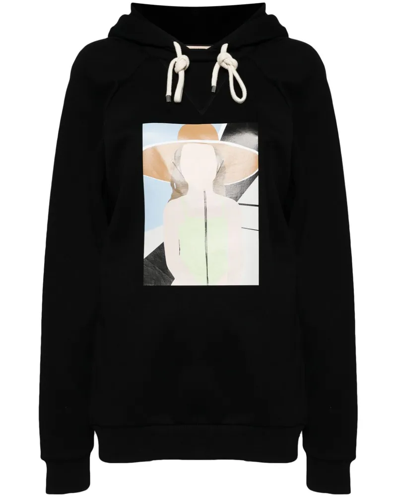 PLAN C Hoodie mit grafischem Print - Schwarz Schwarz