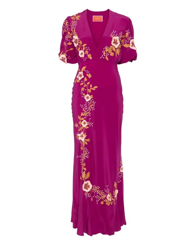 La DoubleJ Seidenkleid mit V-Ausschnitt - Violett Violett