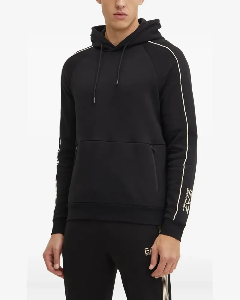 EA7 Hoodie mit Streifen - Schwarz Schwarz