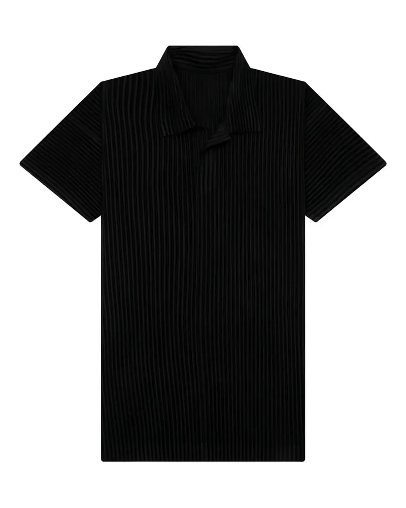 Issey Miyake pleated polo shirt - Schwarz Schwarz