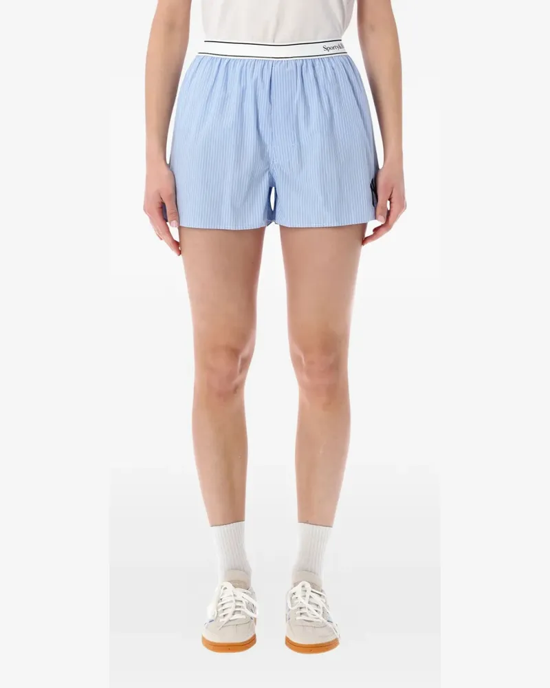 SPORTY & RICH Gestreifte Boxershorts - Blau Blau