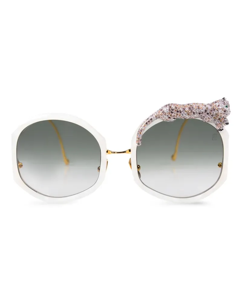 Anna-Karin Karlsson Rose Et Le Rêve leopard-embellished sunglasses - Weiß Weiß