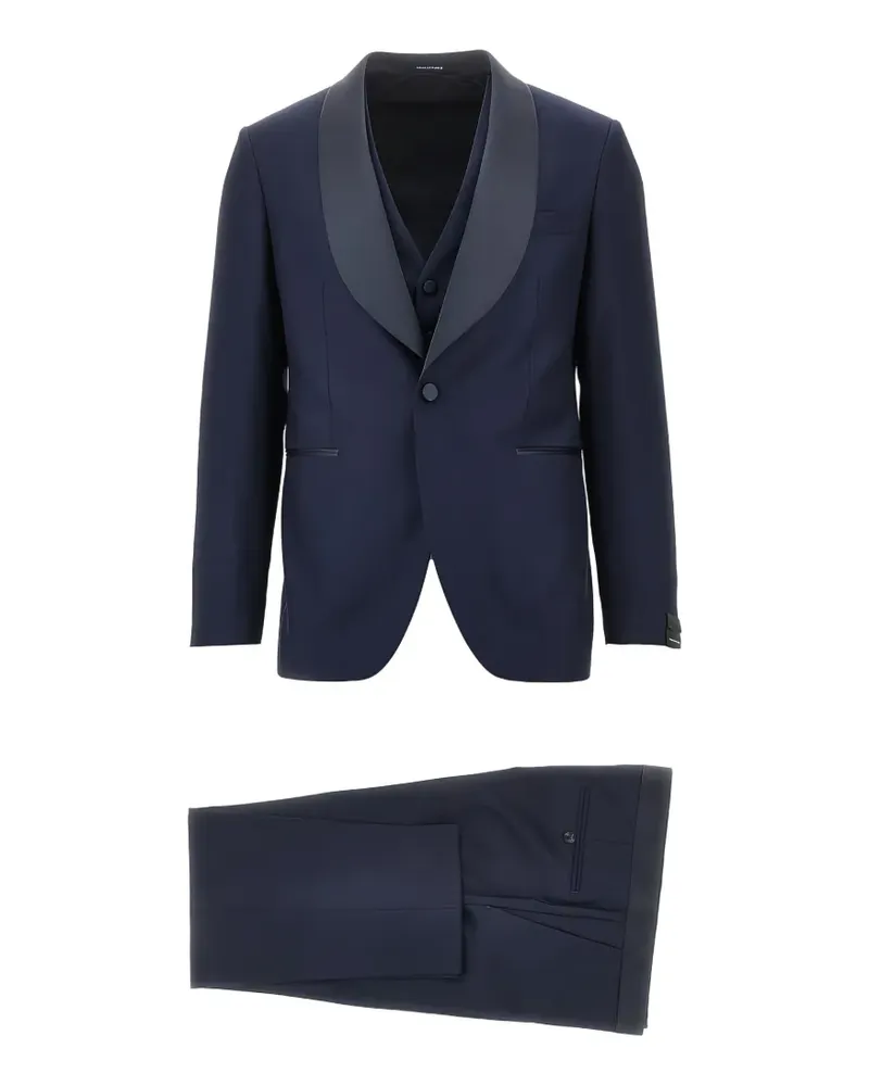 Tagliatore Dreiteiliger Super 110 Wollanzug mit Schalkragen - Blau Blau
