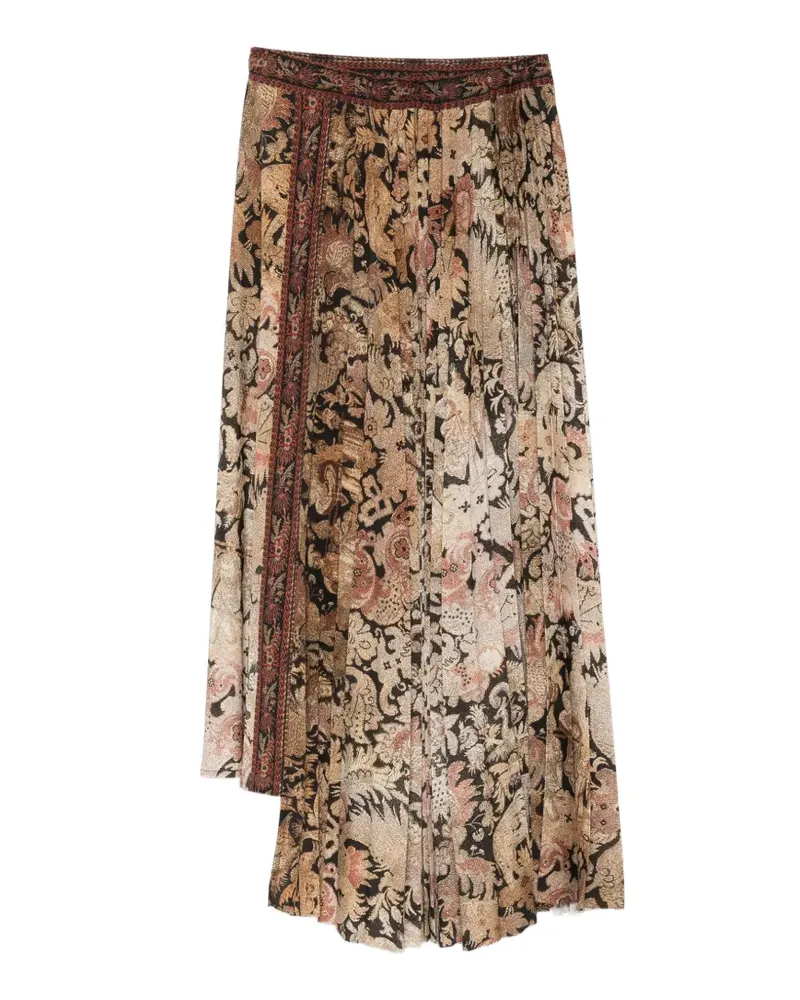 Pierre-Louis Mascia Plissierter Maxirock mit Blumenprint - Nude Nude