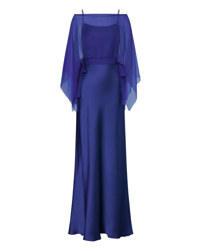 Alberta Ferretti Maxikleid mit abnehmbarem Cape - Blau Blau