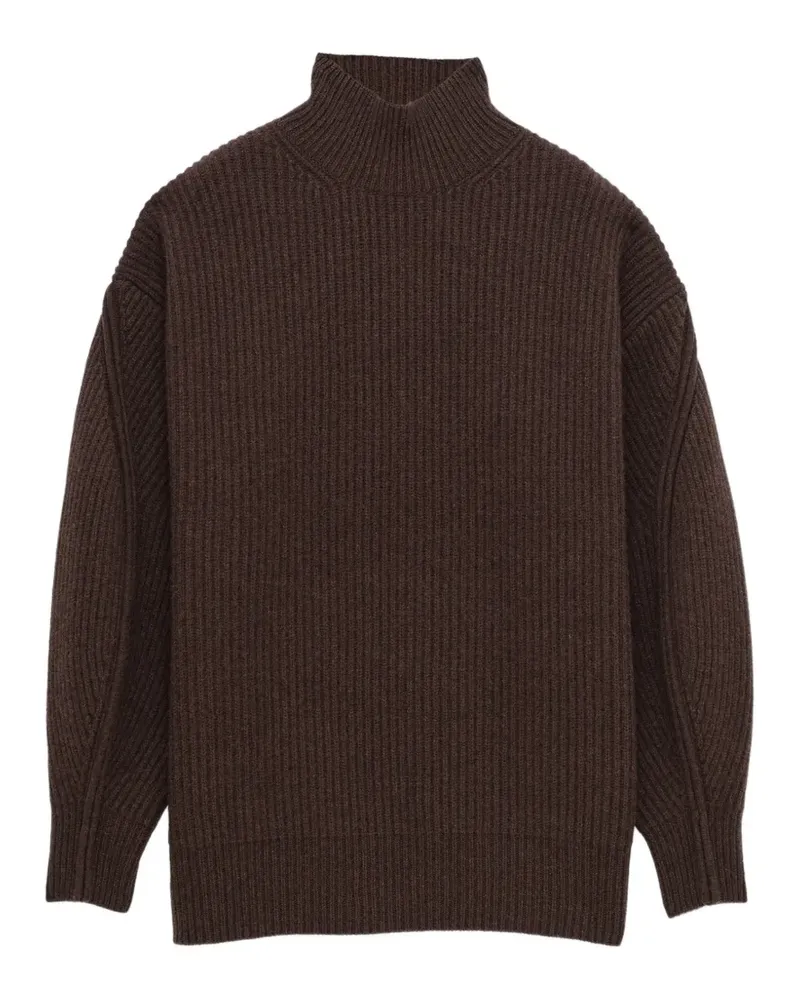 Carven ribbed-knit high-neck cashmere sweater - Braun Braun