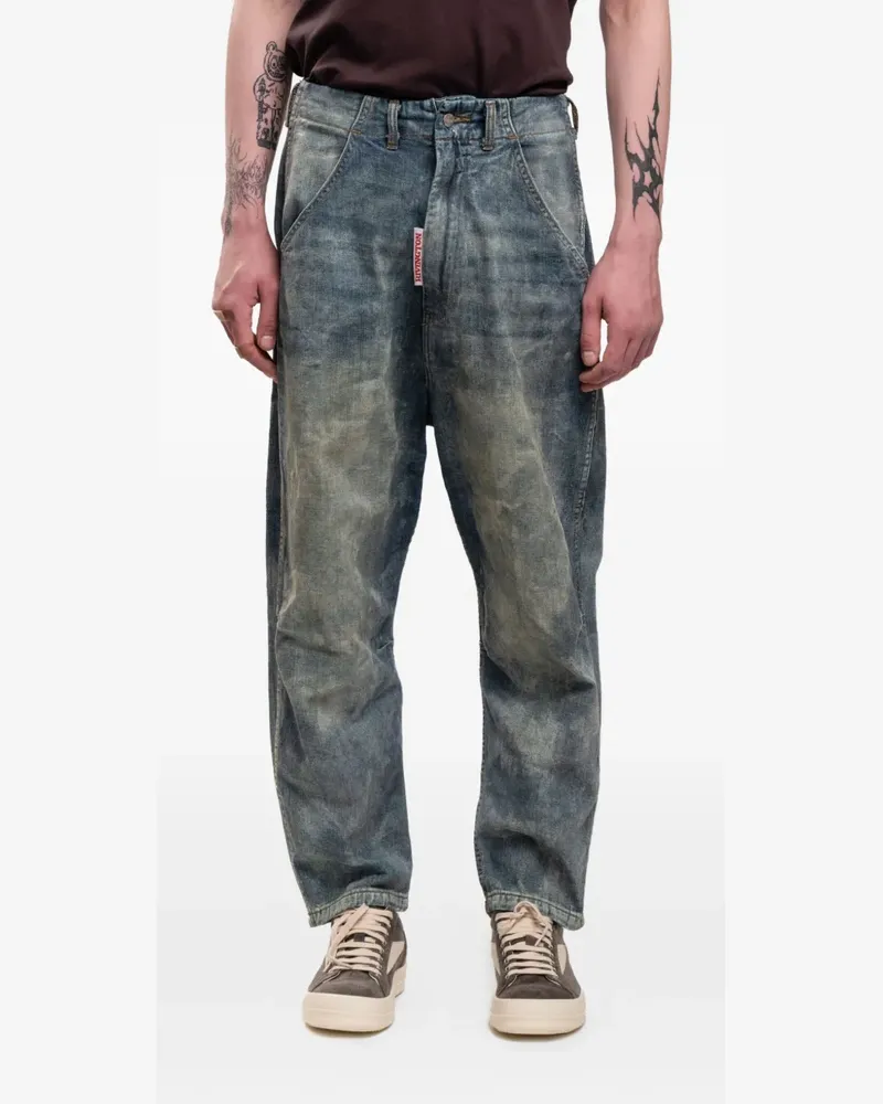 RRR123 Ausgeblichene Loose-Fit-Jeans - Blau Blau