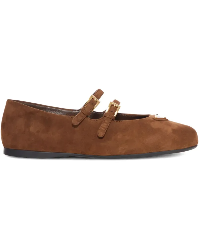 Prada Ballerinas mit doppelter Schnalle - Braun Braun