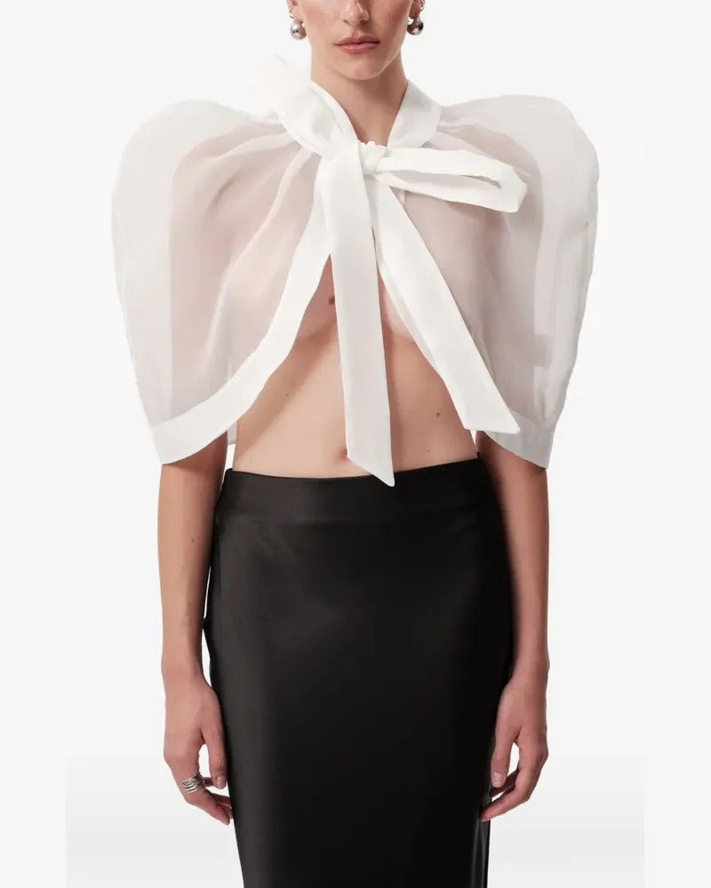 CONCEPTO Semi-transparentes Fade Cape mit Schleifendetail und Puffärmeln - Schwarz Schwarz