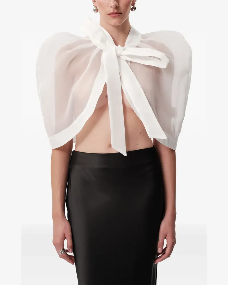 CONCEPTO Semi-transparentes Fade Cape mit Schleifendetail und Puffärmeln - Schwarz Schwarz