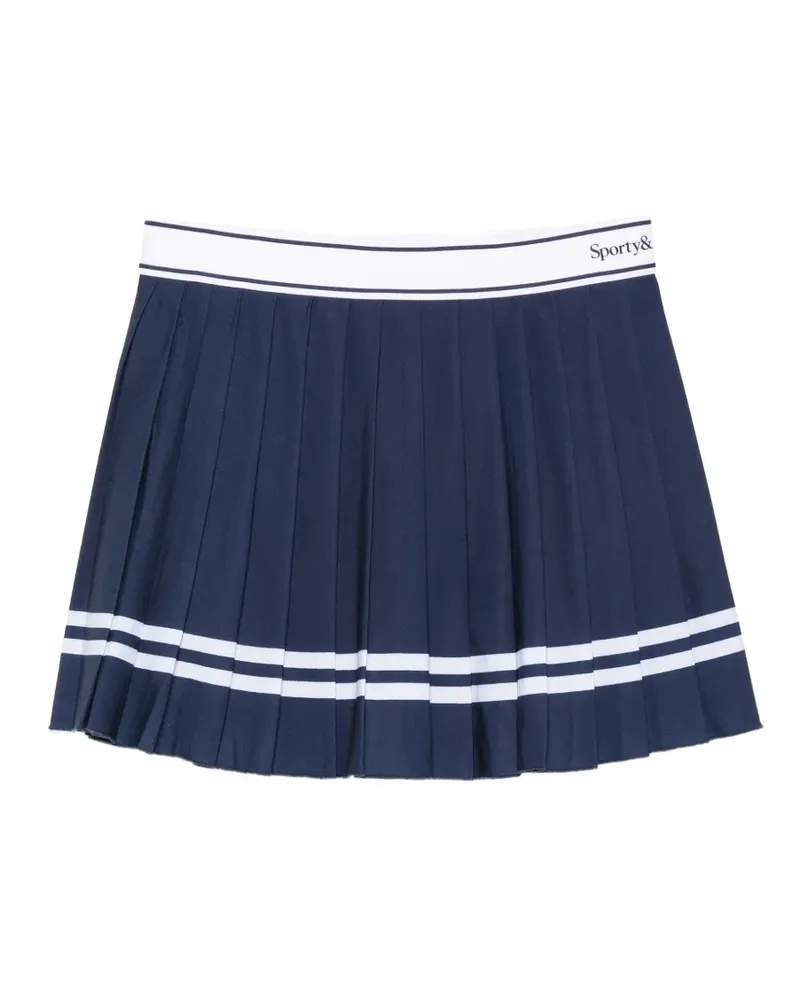 SPORTY & RICH Mini-Faltenrock mit gestreiftem Besatz - Blau Blau