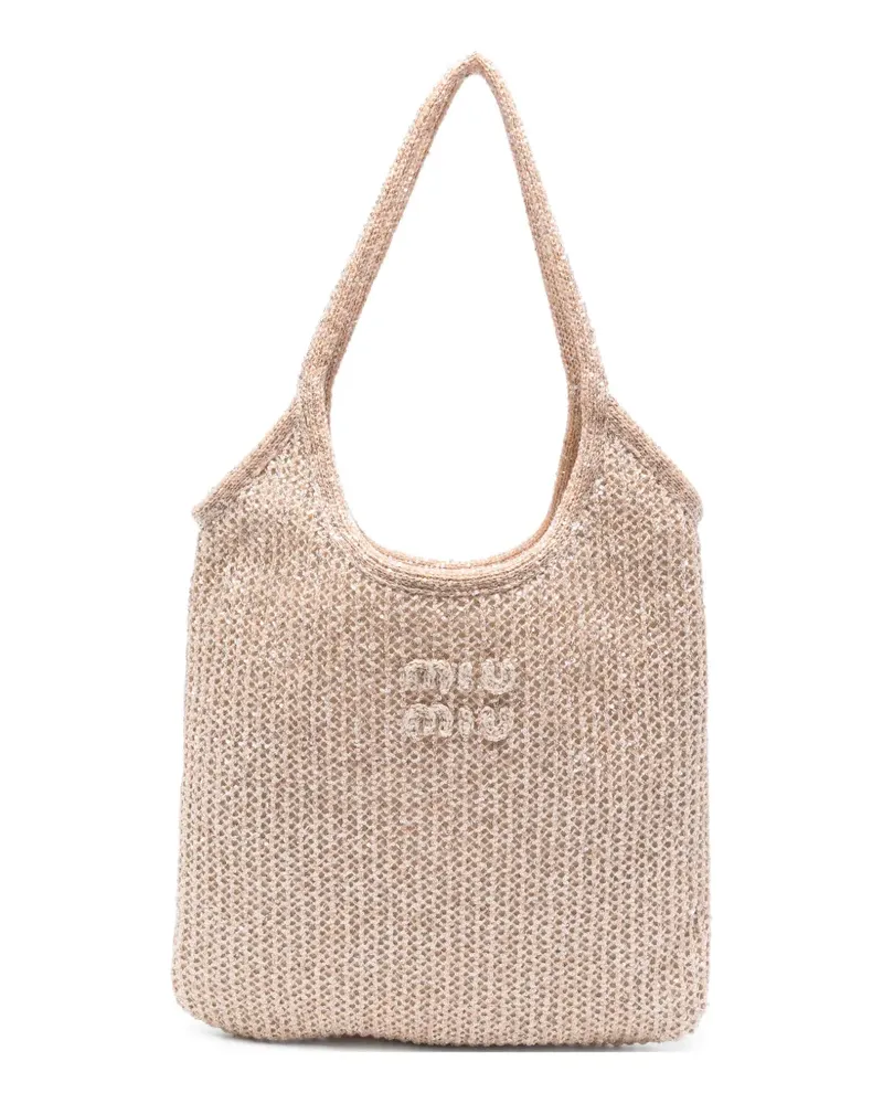 Miu Miu sequin-embellished crochet shoulder bag - Rosa Rosa