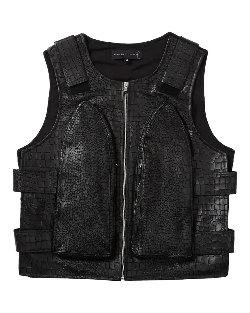 WHO DECIDES WAR embossed zip-up vest - Schwarz Schwarz