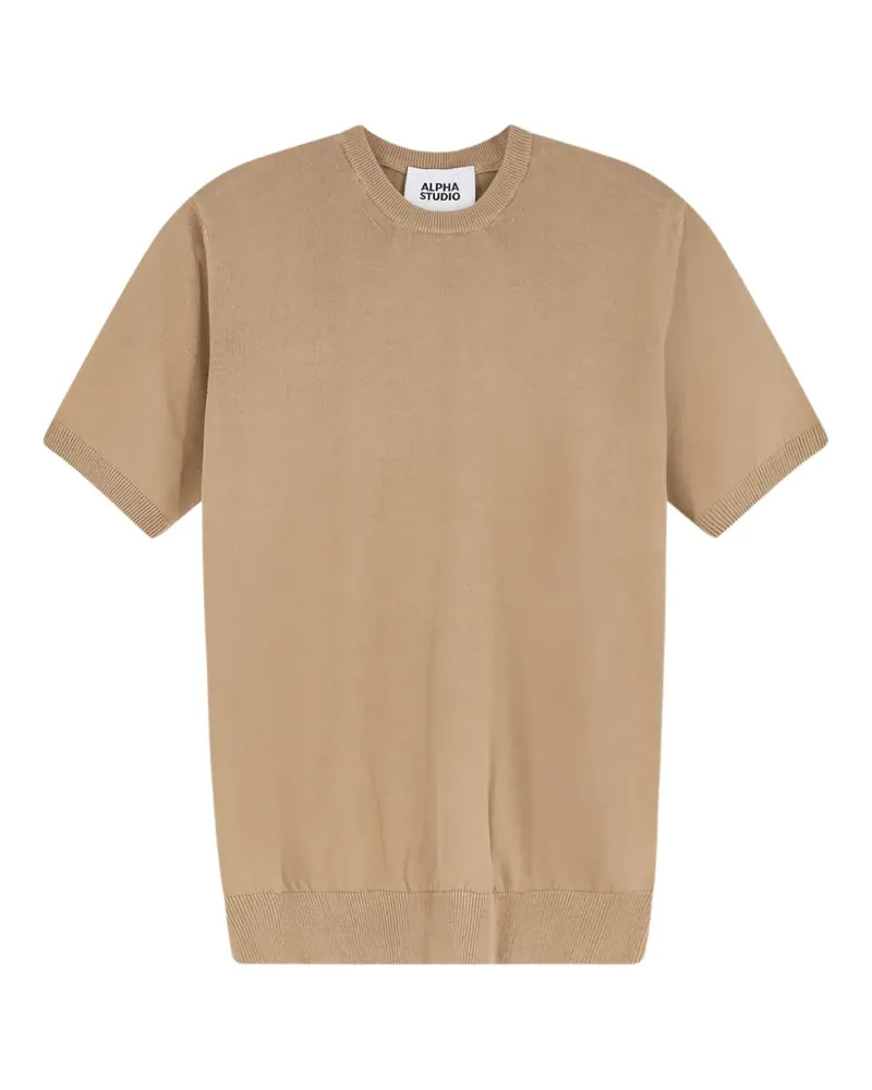 Alpha Studio short-sleeve crew-neck sweater - Nude Nude