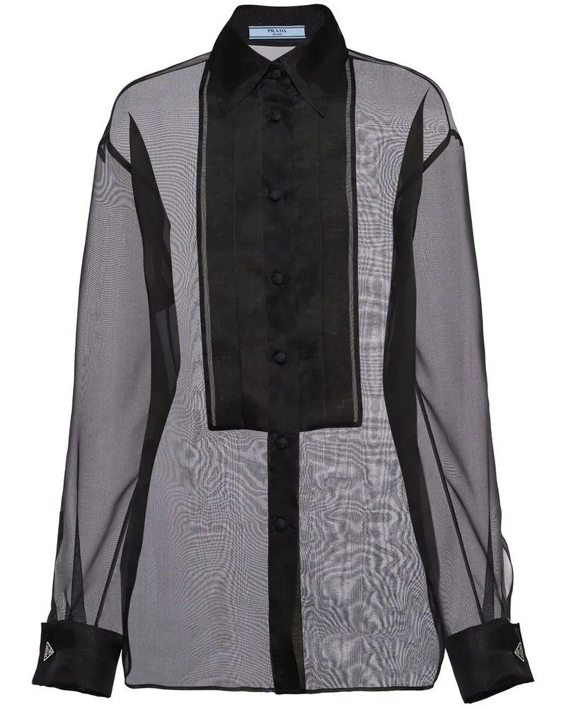 Prada Organza-Hemd mit Sheer-Effekt - Schwarz Schwarz