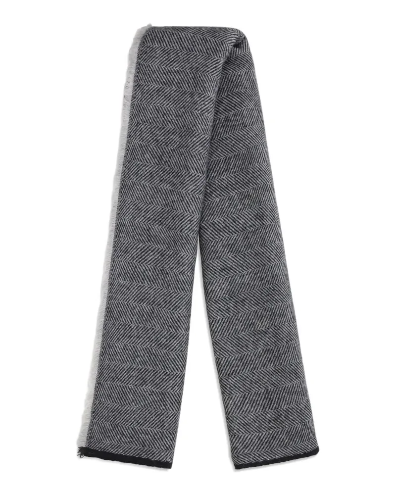 Brunello Cucinelli herringbone fringed scarf - Grau Grau