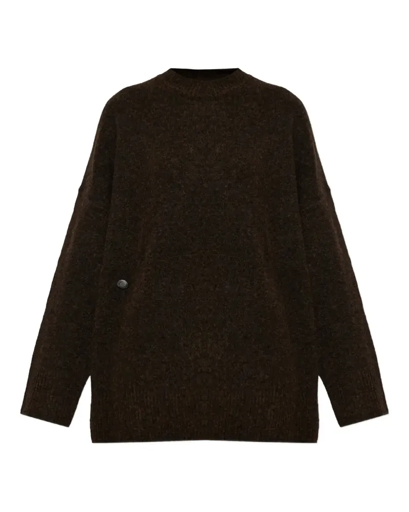 AKEP logo-embroidered button-detail sweater - Braun Braun