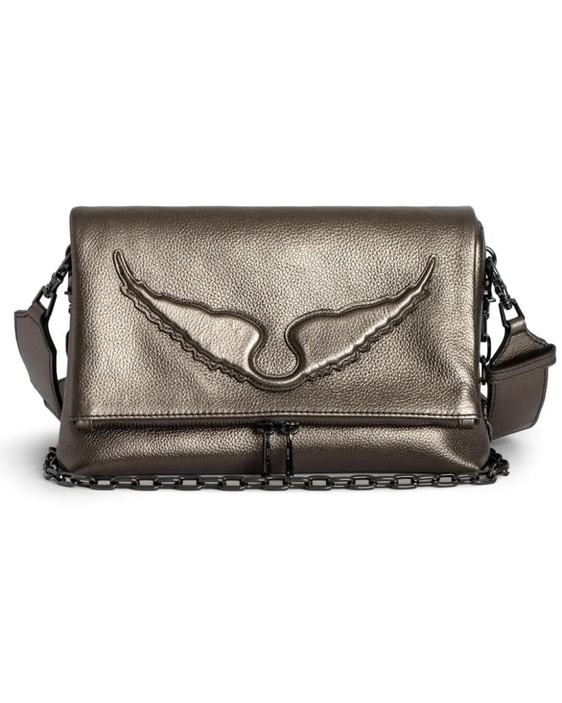 Zadig & Voltaire Rocky Clutch im Metallic-Look Braun