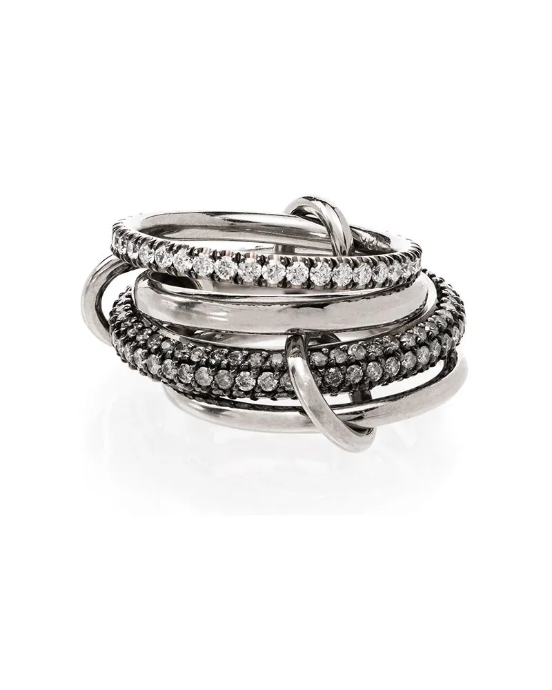 Spinelli Kilcollin 18kt Vega Four Link Schwarzgoldring mit Diamanten - Silber Silber