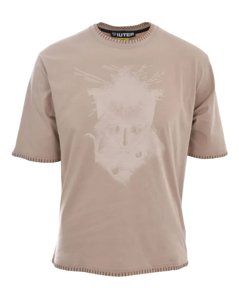 Iuter T-Shirt mit grafischem Print - Braun Braun