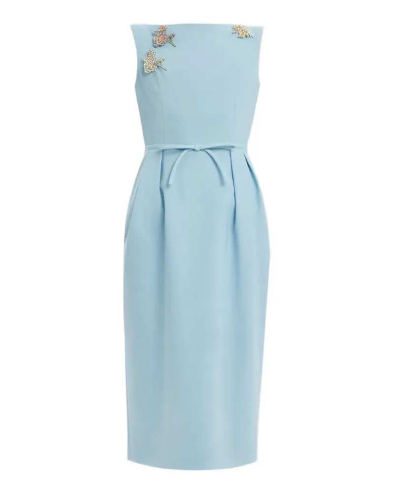 Erdem floral-brooches pencil dress - Blau Blau
