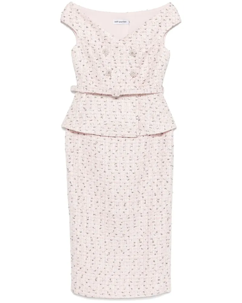 Self-Portrait Bouclé-Midikleid - Rosa Rosa