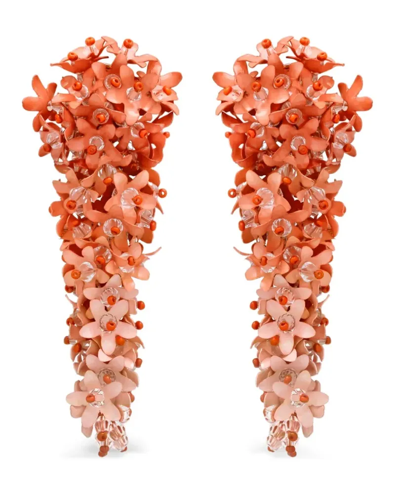 Oscar de la Renta Ohrclips mit Kaskaden-Blumen - Orange Orange