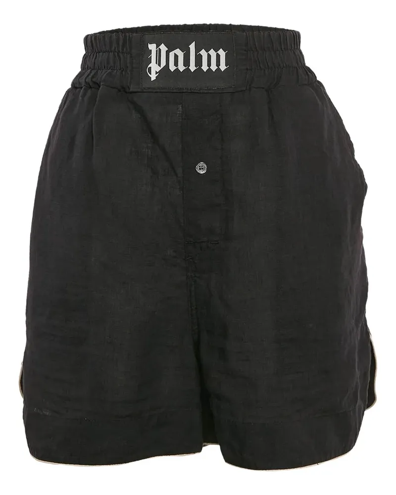 Palm Angels Leinen-Shorts mit Stretchbund - Schwarz Schwarz