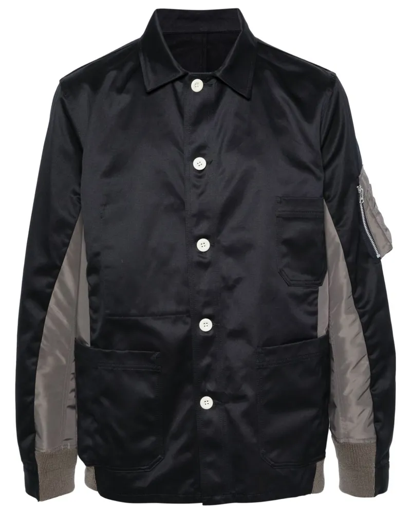 Sacai Spreizkragen-Hemdjacke mit Einsätzen - Blau Blau