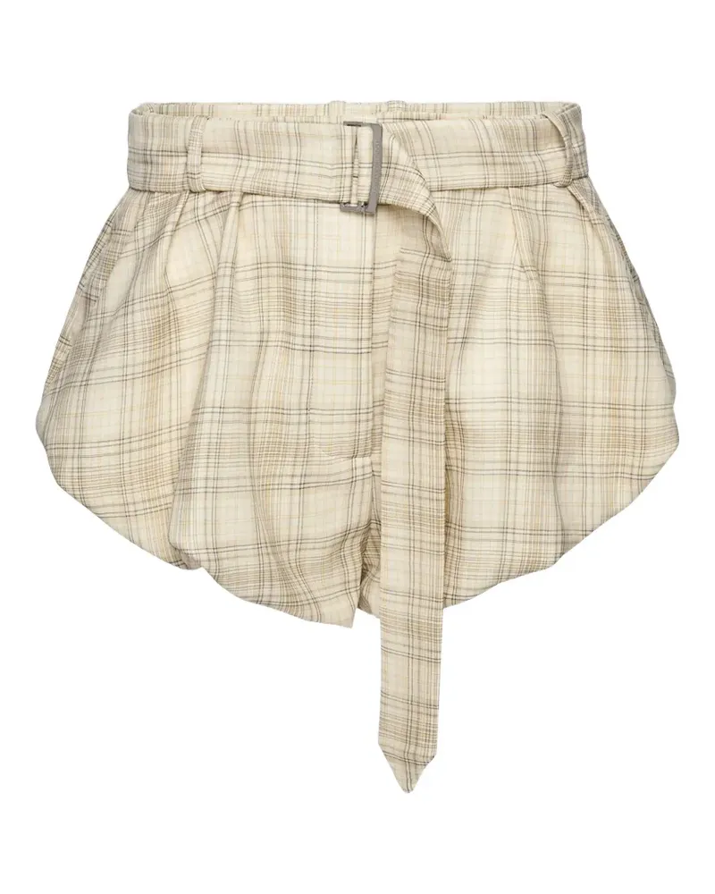Magda Butrym check-pattern belted shorts - Nude Nude