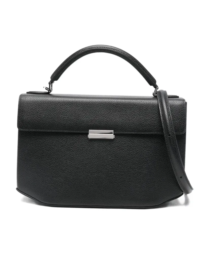 Totême Mittelgroße Tote Bag aus gekörntem Leder - Schwarz Schwarz