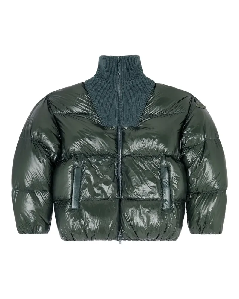 Diesel down puffer jacket in ripstop with ribbed collar - Grün Grün