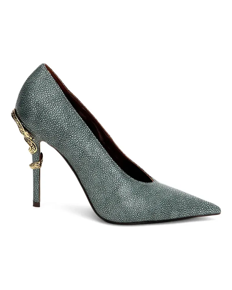 Roberto Cavalli Pumps in Stachelrochen-Optik mit Schlangen-Effekt - Grün Grün