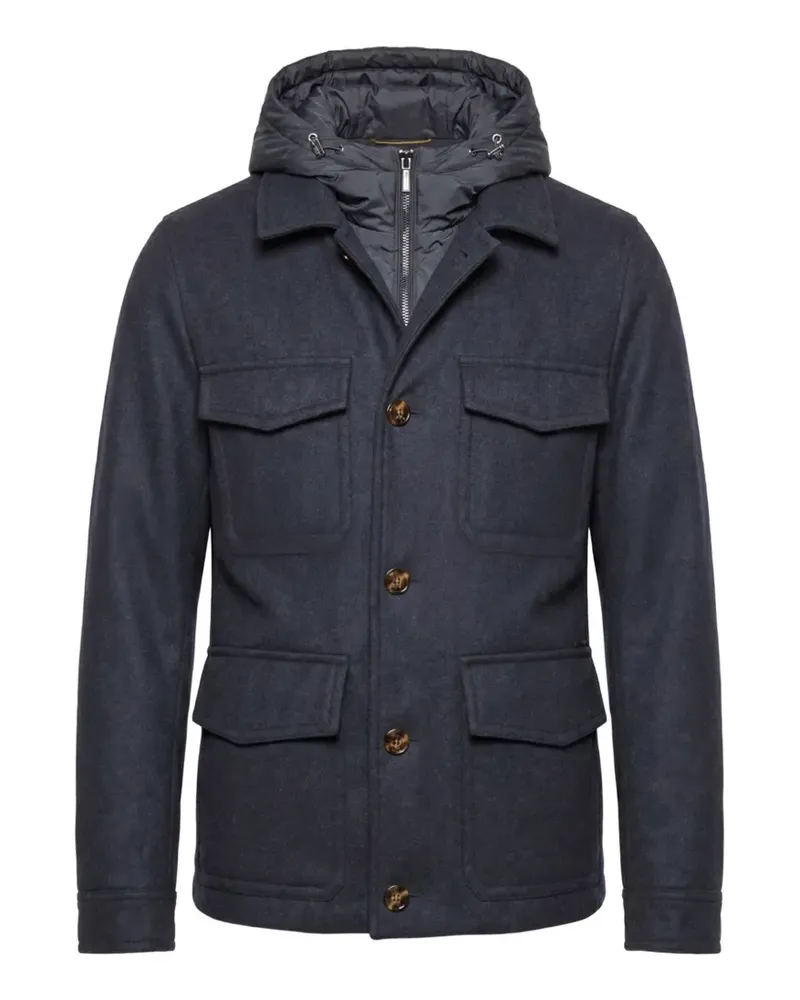 MOORER hooded button-fastening jacket - Blau Blau